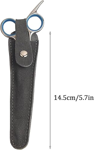 Miniatura 5 de LAKE of FIRE Estuche de tijeras con cremalleras y cubierta de cuero para un almacenamiento y protección conveniente (negro+gris)