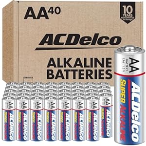 ACDelco 40-Count Double AA Batteries, Maximum Power Super Alkaline Battery for Home and Office, 10-Year Shelf Life, Reclosable Packaging