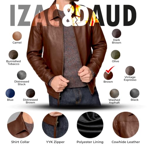 Image of Isaac & David Chicago Men's New Black /Brown Lambskin Leather Classic Open Bottom Jacket Motorcycle Vintage Racing Jacket
