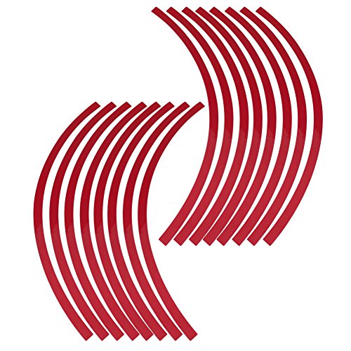 Tiras adhesivas universales para llantas de coche de color rojo reflectante 8