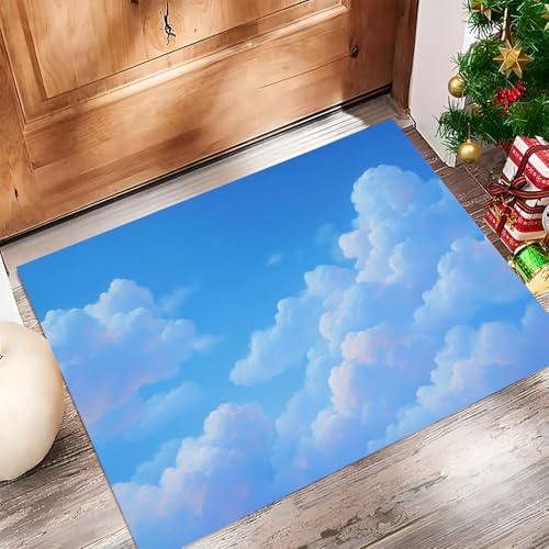 Tapis de cuisine lavable grand format bleu clair paysage - 4