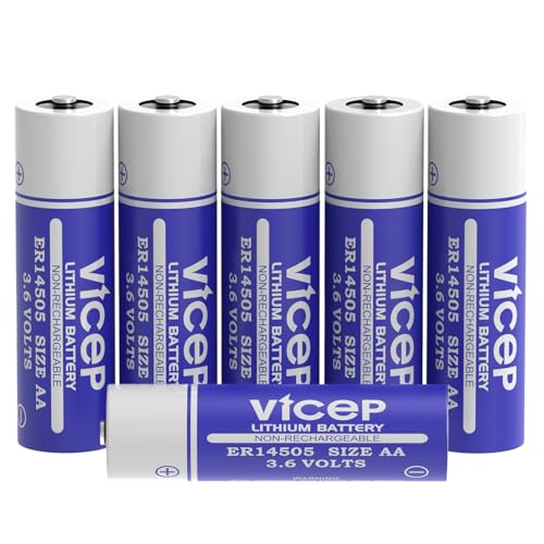 ViCep 6-Pack ER14505 AA 3.6V Lithium Battery LS14500 Batteries Li-SOCL₂ 2700mAh for Garage Door, Home Security System, Meter Reading System, PLC Facility Equipment, Non-Rechargeable