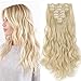 Produktbild Clip in Extensions wie Echthaar günstig Haarteile 8 Tresssen 18 Clips für komplette Haarverlängerung Gewellt Haarextensions 24"(60cm)-140g Hell-Lichtblond