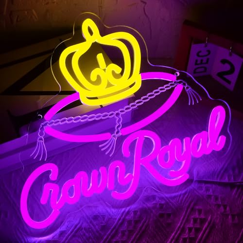 Image of Crown Neon Sign for Wall Decor Whisky Neon Light for Man Cave Bedroom Dimmable Led Business Signs Suitable for Bar Home Bar Store Bistro Party Club Restaurant Size13.7 * 11.4In(P132)