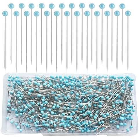 500 PCS Quilting Pins, 1.75IN Straight Pins Long Blue Glass Ball Head Sewing Pins for Fabric, Stainless Steel Dressmaker for Sewing, Crafts, Jewelry Making, DIY Cover