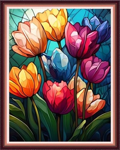 Image of Fanxvivy Stamped Cross Stitch Kits for Beginners Full Range of Cross Stitching Preprinted Embroidery Kits for Adults, 11CT Embroidery Pattern Needlepoint Kits-Magical Flowers 16x20 inch
