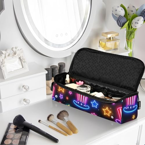 Bolsa de viaje para herramientas de cabello para mujeres con tapete resistente al calor extraíble y gran capacidad, organizador para herramientas calientes como planchas, rizadores, y más, diseño Neon Uncle Sam miniatura 7