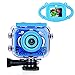 AG-NYQ 1080P Mini Bambini Macchina Fotografica Digitale Impermeabile, 2.4 Pollici 8MP Schermo di Grandi Dimensioni con Manico in Silicone e riempire Reflex Leggera Fotocamera Giocattolo Bambino,Blu