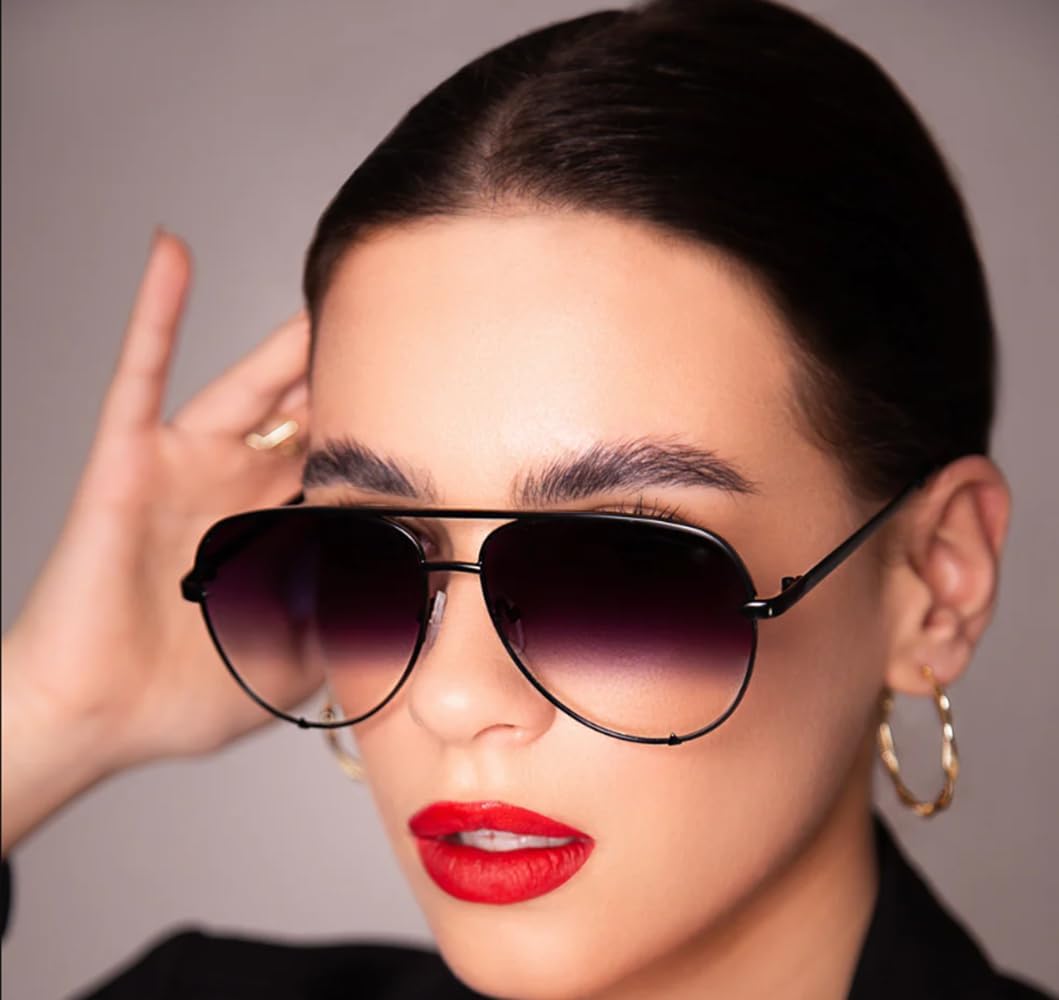 SORVINO Oversized Aviator Sunglasses for Women Men Trendy Retro Bulk Shade Black Faded Sun Glasses Classic UV Protection - Image 3