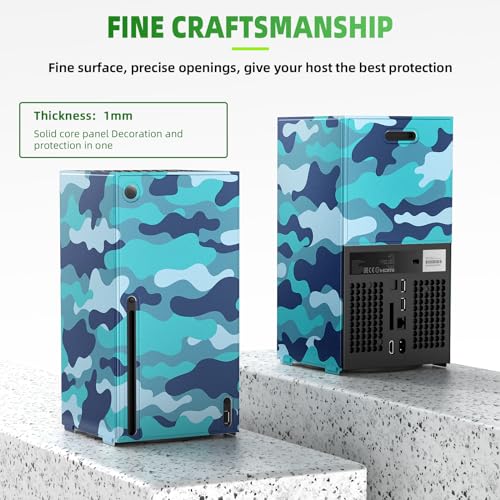 WOLIBEAR Magnetyczne etui na konsolę Xbox Series X, pełna ochrona, etui ochronne na akcesoria Xbox Series X, z wysokiej jakości skórą PU i miękką wyściółką wewnętrzną, niebieskie moro