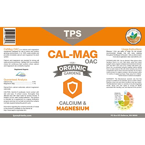 Organic Cal-Mag Oac Plant Nutrient And Supplement, Plus Iron And Micronutrients By Tps Nutrients, 1 Gallon (128 Oz) #TOP1