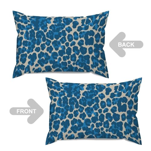 Housses de coussin bleues léopard 50x76 cm pour protéger et embellir vos canapés - 8
