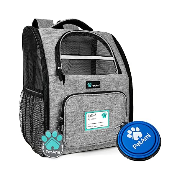 PetAmi Dog Backpack Carrier for Small Large Cat, Pet, Puppy, Ventilated Pet Hiking Backpack Travel Bag, Airline Approved Cat Backpack Carrier, Camping Biking Dog Bag Up to 18lbs Pet, Grey