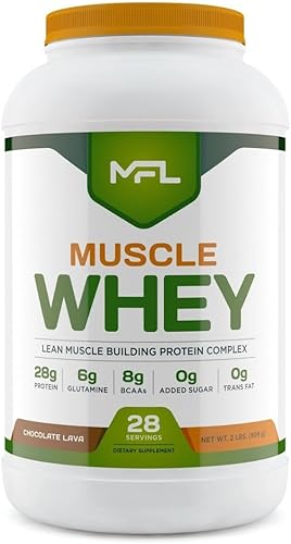 MFL Muscle Whey Protein l 0.99 oz de Proteína l 0.28 oz BCAA l Keto Friendly l Keto l Bajo en carbohidratos l 2 libras (Chocolate Lava)