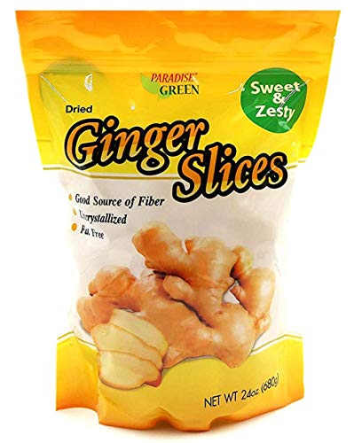 Paradise Green Premium Quality Dried Fruit Family Size Pack (Ginger Slices 24oz)