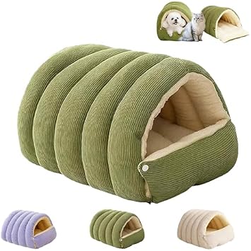 Cozy Monster Cat Bed, New Winter Warm Cat House, Cat Beds for Indoor, Removable and Washable Dual-Purpose cat and Small Dog nests, Cozy Warming Anti-Slip Fluffy Pet Bag Green,Medium
