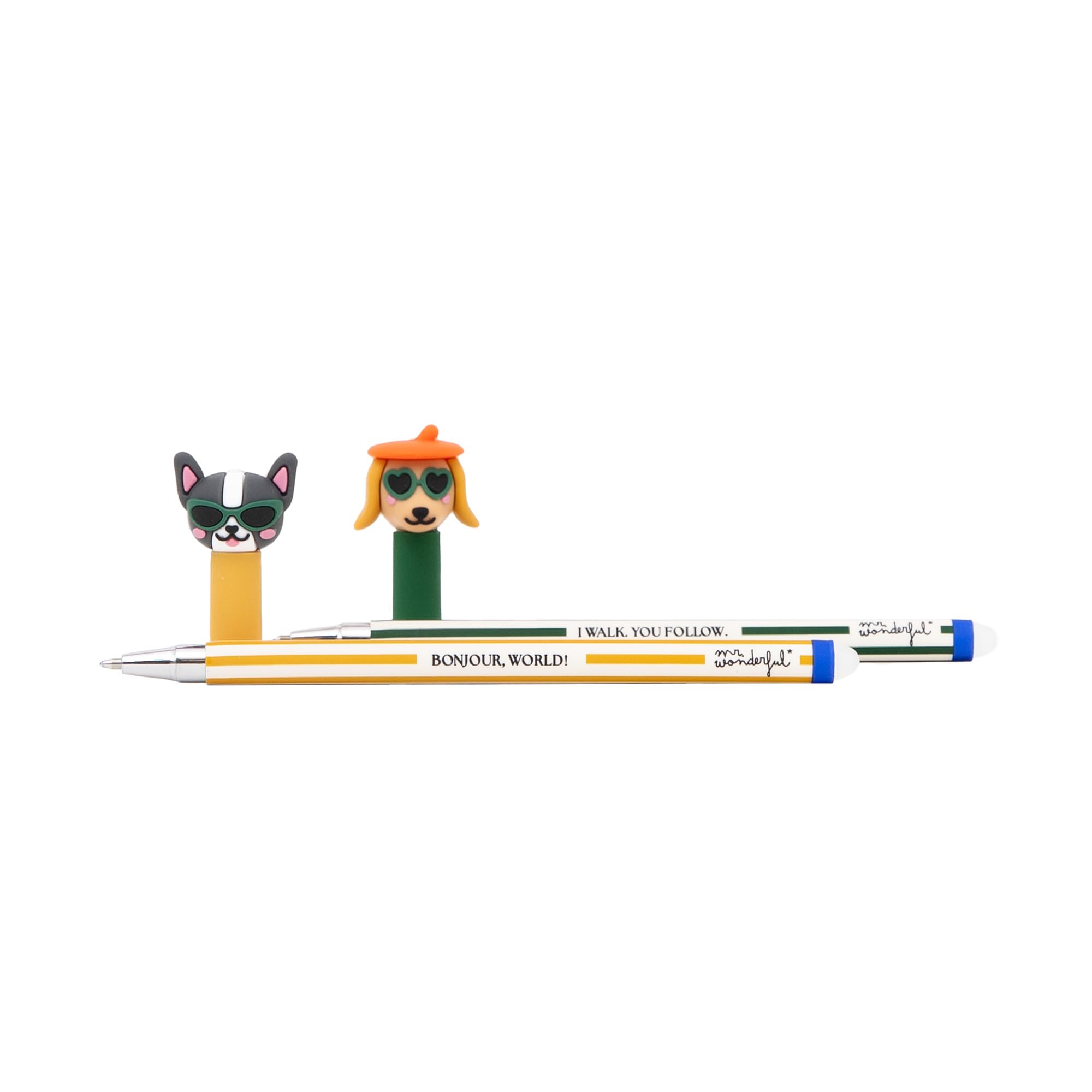 Mr. Wonderful Set 2 Penne Cancellabili Bo-Bo Bassotto e Bulldog Francese – Inchiostro Blu