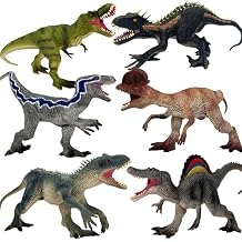 Dinosaur Toys for Kids, 6Pcs T-Rex Spinosaurus Velociraptor Dilophosaurus D-rex and Indoraptor with Roar Strikers and Stinding Poses Dino Toy Gifts, Great Play or Display Dinosaur Toys for Toddlers