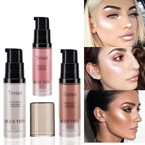 Liquid Highlighter, Monochromatic Bronzer Shimmer Highlighter Face Powder Bronzer Highlighter Repair Capacity Powder Palette Facial Bronzer Contour Cosmetic (Pink)