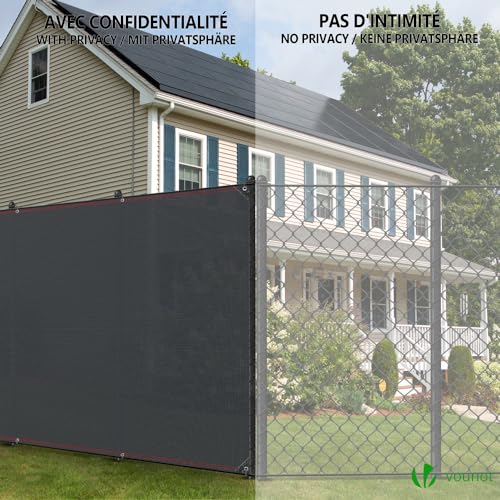VOUNOT® Zaunblende 1.8×10m, Sichtschutz Zaun 230 g/m² HDPE Schattiernetz, Windschutz UV-resistent Reißfest, 95% Beschattungsgrad, mit Löcher und Kabelbinder, Anthrazit