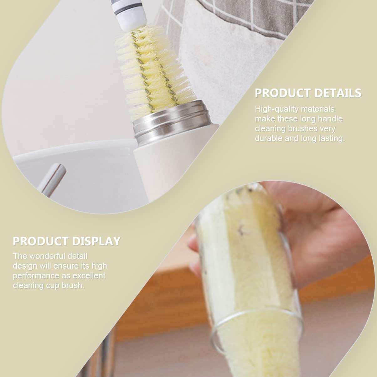 MAGICLULU 3piezas Cepillo De Limpieza para Botellas y Tazas Mango Herramienta Multiusos para Limpiar Biberones y Diseño para Remover Suciedad Interiores Color Aleatorio