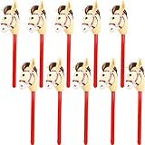 Haconba 12 Pieces 40 Inch Inflatable Stick Horse Inflatable Cowboy Cowgirl Horse Head Stick Pony Sti