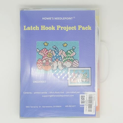 Image of Howie's Latch Hook Kits for Adults, DIY Three Easter Gnomes Crochet Yarn Latch Hook Rug Kit for Adults, Color Preprinted Pattern Embroidery Decoration(Three Easter Gnomes, 19.69 x 14.96 inch)
