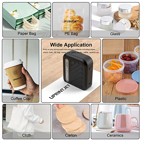 Uprintjet B10 Mini Handheld Inkjet Printer Wireless Wifi Printer Inkjet Coder Machine For Date Qrcode Batch Number Barcode Logo Diy Printing Print Height 0.09-0.5" Handheld Printer For Any Surface #TOP3