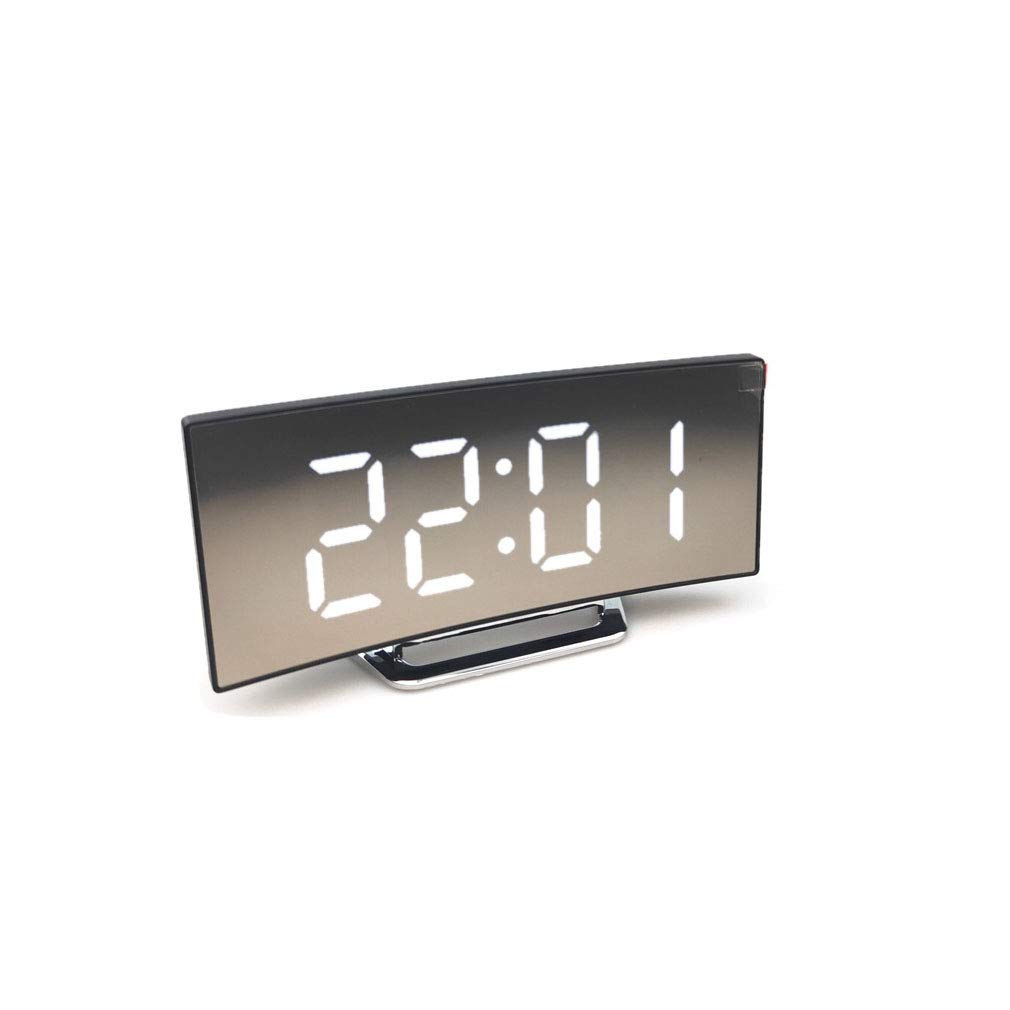 Verve Jelly Digital Alarm Clock Bedside Mains Powered, Portable LED Alarm Clock with 2 USB Port,7" Curved Screen, Snooze Nightlight, Loud Alarm, Kids Clocks for Bedroom