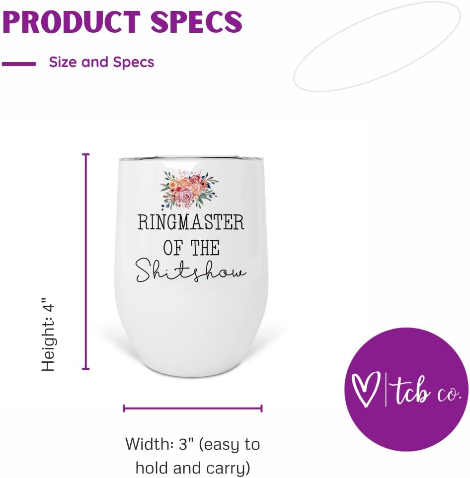 Ringmaster of the Shitshow 12 oz Stainless Steel Insulated Wine Tumbler with Lid