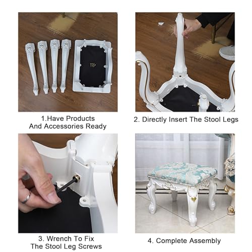 Taburete pequeño para mujer acolchado con patas de ABS estables 4