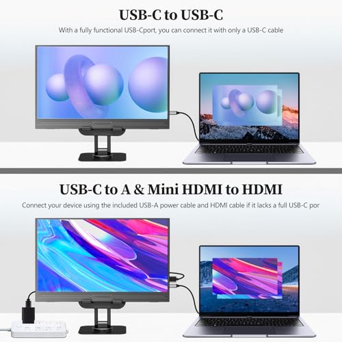 Image of Veout 13.3 inch 1080p Portable Monitor Slim Lightweight HDR Travel Small HDMI Display with Kickstand for Laptop PC /Mac /Phone /Xbox Switch /PS4