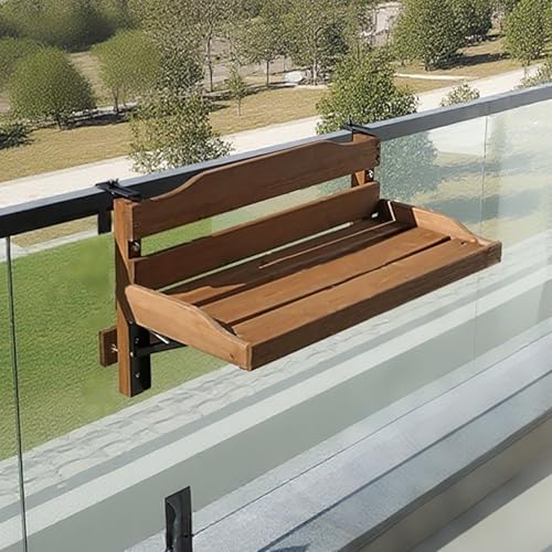 Table de balcon suspendue pliable et amovible avec plateau compact de 60 cm