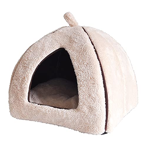 「プチリュバン」ブランドのペットベッド ペットハウス M アイボリー (ワンちゃん、イヌ、犬、ドッグ、ネコちゃん、猫、キャット用)