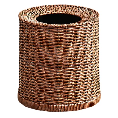 SWETRACE Cesta de Basura de Ratán Tejida Doble Capa sin Tapa para Cocina y Baño, Organizador de Residuos para Hogar y Oficina, Diseño Compacto y Resistente