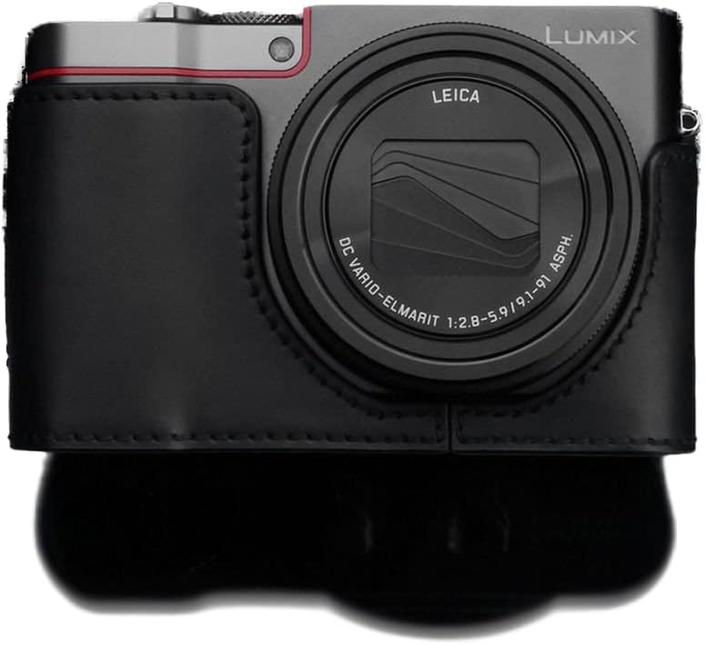Gariz XS-CHZS110BK Genuine Leather Camera Metal Half Case for Panasonic Lumix TZ100 / ZS110 / XT1, Black