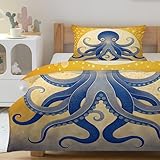Funda Nórdica Cama 90 Pulpo, Funda Edredon 135x200 Microfibra Suave, Ropa de Cama Animales Góticos Pulpo Abstracto - Funda Nordica Animal y 2 Funda de Almohada 50x75 con Cremallera, Y-677