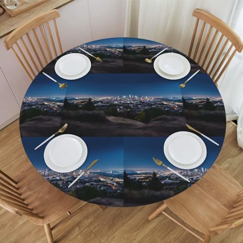 Nappe ronde ajustée élastique table manger antidérapante polyester imperméable - 4