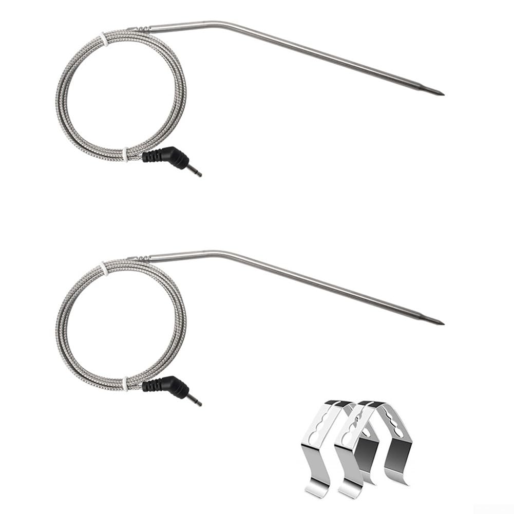 2 x food grade stainless steel replacement probe temperature probe thermometer meat probe & clip for thermopro tp25 tp27 stainless steel