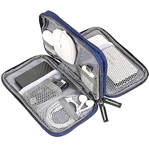 SaleOn Organizer, Travel Cable Organizer Bag Pouch Electronic Accessories Carry Case Portable Waterproof Double Layers All-in-One Storage Bag for Cable, Cord, Charger, Phone, Earphone - Navy blue