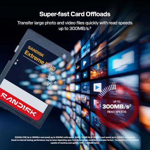 Image of SANDISK 512GB Extreme PRO SD Memory Card, Up to 300MB /s Read Speeds, UHS-II