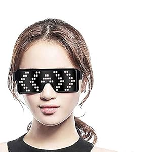 AINSKO Fancy LED Light Glasses Dynamic Flash Display Pattern Glasses USB Rechargeable for Festival, Party, Raves, Fun…