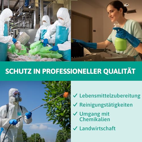 Ansell AlphaTec 37-310, Vielseitige Nitrilhandschuhe, Wiederverwendbare Handschuhe, Latexfreie Chemikalienschutzhandschuhe, Koch- und Reinigungshandschuhe, Blaue Arbeitshandschuhe, 12 Paar, Gr. L