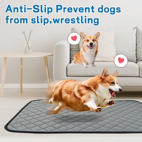 Image of Washable Pee Pads for Dogs (2 Pack) - Large, Waterproof Reusable Puppy Training Pads for Crate, Bed, Travel, Incontinence, Dog Potty Mat for Puppies (Grey) (27.5 inchX39 inch)
