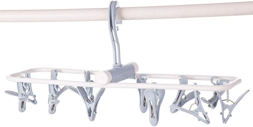 JSEIAJB Multifunctional 12 Clip Folding Drying Rack Underwear Socks Multi-Functional Clothes(Blue)