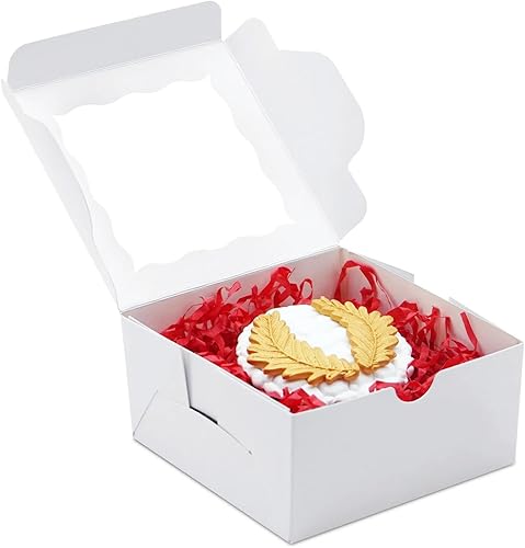 Miniatura 15 de 20 cajas de galletas de 6 x 6 x 2.5 pulgadas, cajas de panadería con ventana, caja de fresas cubiertas de chocolate para bodas, fiestas de cumpleaños