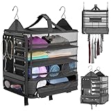 Voyaj Hanging Suitcase Organizer for Travel - Carry on Closet Suitcase, Hanging Luggage Organizers, Travel Organizer - Easily Fits Carry On Luggage for Wrinkle Free Packing, Black