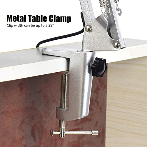 LED Magnifier Desk Lamp, 5X Magnifying Glass with Light, 3 Modes 10 Dimming, Foldable Metal Arms and Adjustable Clamp Base for Close Work Hobby Repairing Reading Crafts