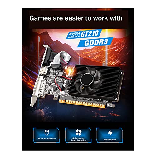 Lrtzizy GT210 1GB Graphics Card PClE X16 2.0 GPU Computer Graphics Card DVI-D+VGA+HD Desktop Video Card - Image 4