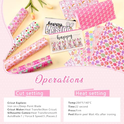 Tintnut 652431562548 Easter Htv Heat Transfer Vinyl -12 Sheets 12 Inch X10 Inch Pastel Htv Vinyl Pink Eggs Htv Iron thumb #6